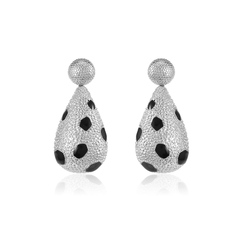 TIAVINO stud earring with Silver Panther pendant attached, a modular earring set ready to wear or gift